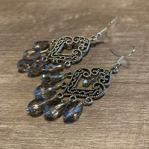 Silver and Gray Chandelier Earrings